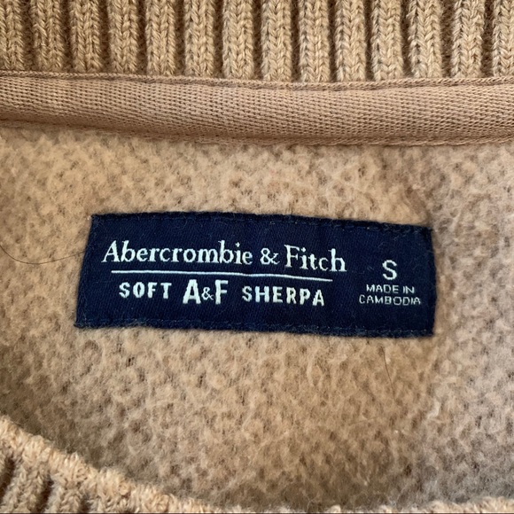 Abercrombie & Fitch tan sherpa sweatshirt Small - Picture 8 of 13